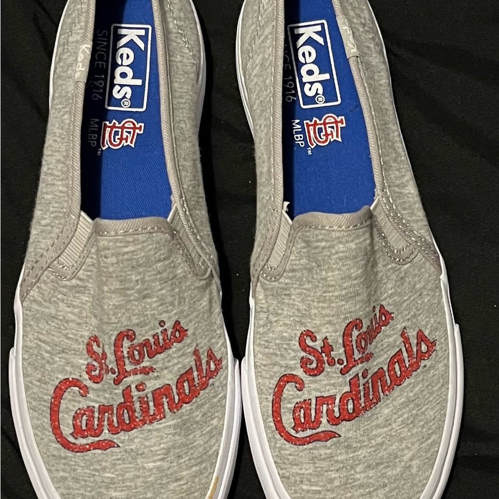 Keds Gray Slip-On Shoes with Red St. Louis Cardinals Design